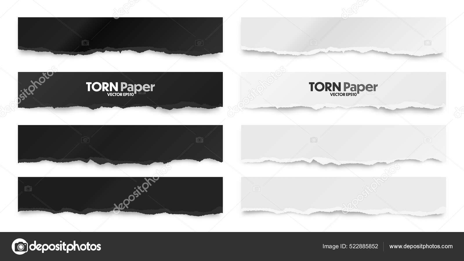 Ripped paper strips realistic crumpled Royalty Free Vector
