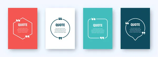 Set of colorful banners with quote frames. Speech bubbles with quotation marks. Blank text box and quotes. Blog post template. Vector illustration. — Stock Vector