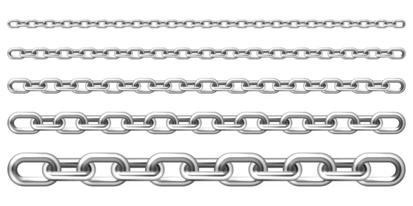Реалістичний металевий ланцюг зі срібними ланками ізольовано на білому тлі. Векторні ілюстрації . — стоковий вектор
