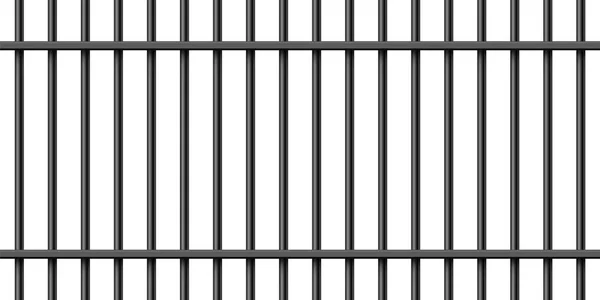 Black realistic metal prison bars isolated on white background. Detailed jail cage, prison iron fence. Criminal background mockup. Creative vector illustration. — Stock Vector