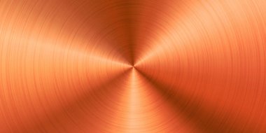 Gerçekçi bakır dokusu. Fırçalanmış paslanmaz çelik plaka. Cilalanmış metal yüzey. Endüstriyel geçmişi çizilmiş. Vektör illüstrasyonu.