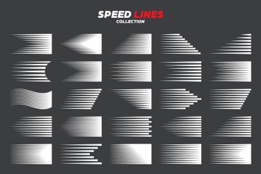 Komik hız çizgileri koleksiyonu. Vektör illüstrasyonu.