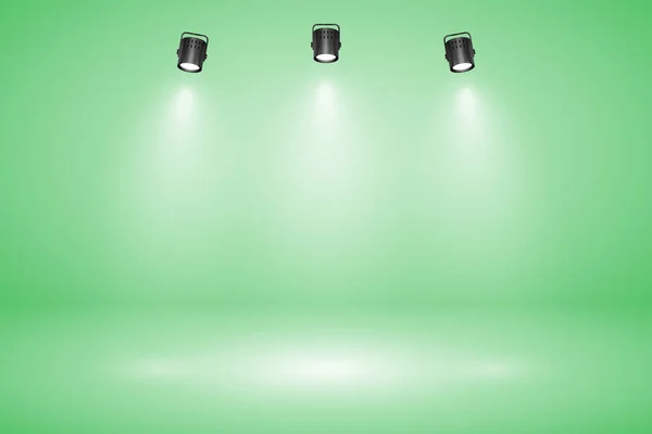 Puste pastelowe zielone studio abstrakcyjne tło z efektem reflektorów. Prezentacja produktu w tle. Oświetlenie sceny. Ilustracja wektora. — Wektor stockowy
