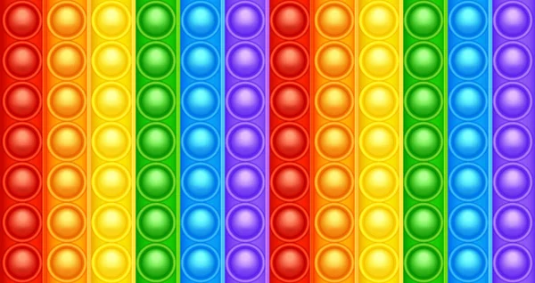 Πολύχρωμο σιλικόνη αντι-στρες ποπ αυτό υφή παιχνίδι, μοτίβο. Μοντέρνο αισθητηριακό παιχνίδι για παιδιά. Rainbow push pop fidget παιχνίδι με έντονα χρωματιστές φούσκες. Εικονογράφηση διανύσματος — Διανυσματικό Αρχείο