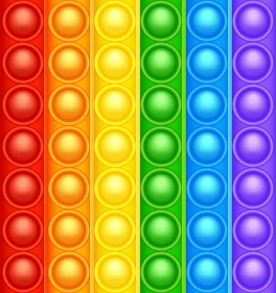 Colorido silicona anti-estrés pop it juguete textura, patrón. Juego sensorial de moda para niños. Arco iris empuje juguete pop fidget con burbujas que estallan de colores brillantes. Ilustración vectorial — Archivo Imágenes Vectoriales