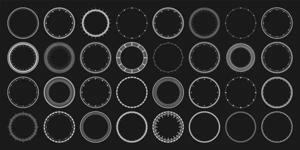 Mekaniska urtavlor, Bezel. Vit klocka urtavla med minut och timme märken. Tidtagare eller stoppur. Tomma mätcirkelskalor med indelningar. Vektorillustration. — Stock vektor