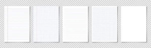 Реалистичные чистые подкладки бумажных листов в формате А4 на прозрачном фоне. Страница с записной книгой, документ. Дизайн шаблон или макет. Векторная иллюстрация. — стоковый вектор