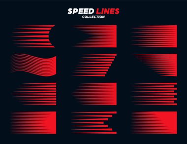 Kırmızı çizgi roman tabelaları koleksiyonu. Tasarımınız için hareket öğeleri. Vektör illüstrasyonu.