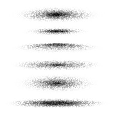 Noktalı gölgeler belirlendi, noktalı tasarım elementleri. Gittikçe azalıyor. Noktalama, noktalama çizimi, noktalar kullanarak gölgeleme. Piksel ayrışması, yarım ton etkisi. Beyaz gürültü tanecikli doku. Vektör illüstrasyonu