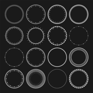 Mekanik saat yüzleri, bezel. Dakika ve saat işaretli beyaz saat kadranı. Zamanlayıcı ya da kronometre elemanı. Boş ölçüm çemberi ölçeği ve bölünmeler. Vektör illüstrasyonu.