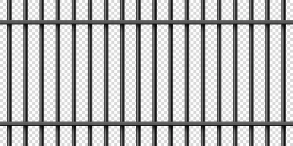 Barras de metal realistas negras. Jaula de prisión detallada, valla de hierro de la prisión. Una maqueta de antecedentes criminales. Ilustración vectorial creativa. — Archivo Imágenes Vectoriales
