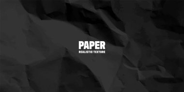 Siyah buruşmuş kağıt dokusu deseni. Sert ve eski bir boşluk. Vektör soyut arkaplanı.