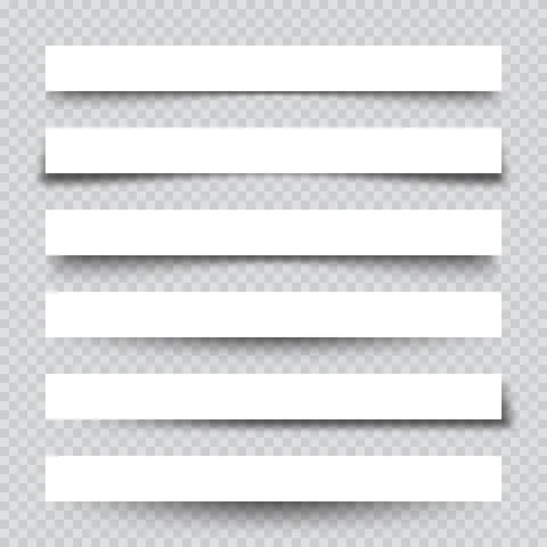 Σετ λευκόχρυσου χαρτιού με σκιές. Διαχωριστικά σελίδας σε καρό φόντο. Ρεαλιστικό διαφανές εφέ σκιάς. Στοιχείο σχεδιασμού. Εικονογράφηση διανύσματος. — Διανυσματικό Αρχείο