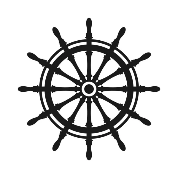 Vintage steering wheel. Ship, yacht retro wheel symbol. Nautical rudder icon. Marine design element. Vector illustration — 스톡 벡터