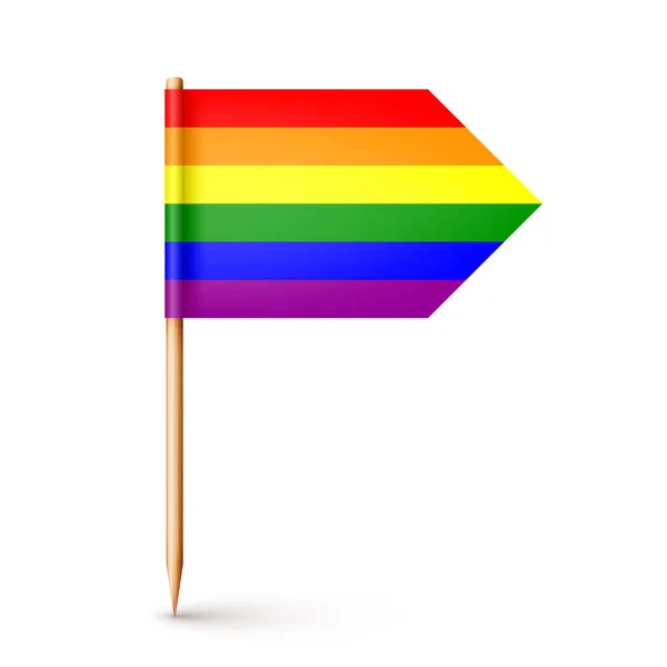 Realisztikus fogpiszkáló szivárvány LMBTQ papír zászlóval. Üres mockup reklámokhoz és előléptetésekhez. Büszke hónap. Vektorillusztráció — Stock Vector