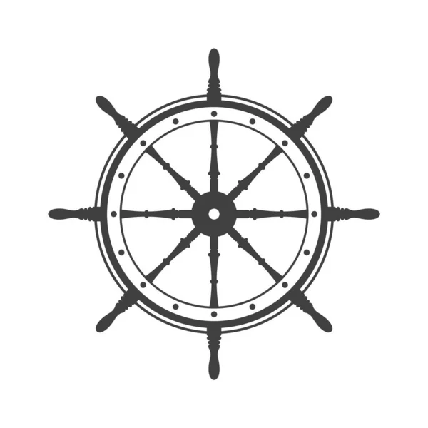 Volante vintage. Barco, símbolo de rueda retro yate. Icono del timón náutico. Elemento de diseño marino. Ilustración vectorial — Archivo Imágenes Vectoriales