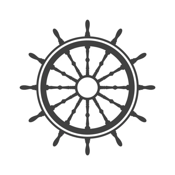 Vintage steering wheel. Ship, yacht retro wheel symbol. Nautical rudder icon. Marine design element. Vector illustration — 스톡 벡터