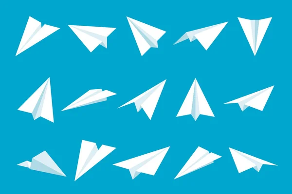 Realistic handmade paper planes collection. Origami aircraft in flat style. Vector illustration. — Stock Vector