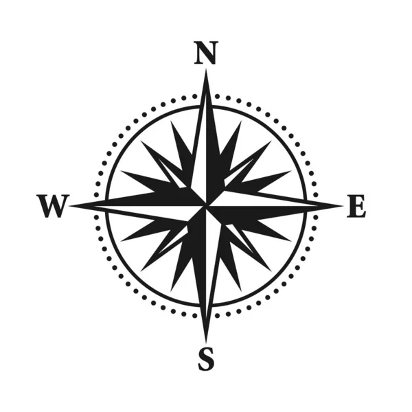 Vintage Marine Wind Rose, carta náutica. Brújula de navegación monocromática con direcciones cardinales del norte, este, sur, oeste. Posición geográfica, cartografía y navegación. Ilustración vectorial. — Vector de stock