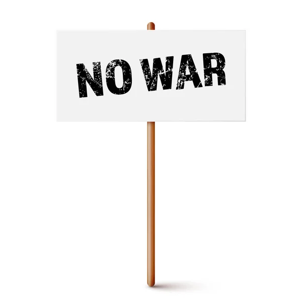 Λευκή πινακίδα διαμαρτυρίας σε ξύλινη βάση. Σταματήστε τον πόλεμο. Ρεαλιστικό πανό επίδειξης με κείμενο. Απεργία χαρτονένια παραλλαγή πλακέτας. Εικονογράφηση διανύσματος — Διανυσματικό Αρχείο