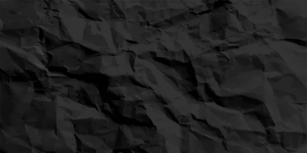 Černý zmačkaný papírový vzor. Drsný, starý, prázdný. Vektorové abstraktní pozadí. — Stockový vektor