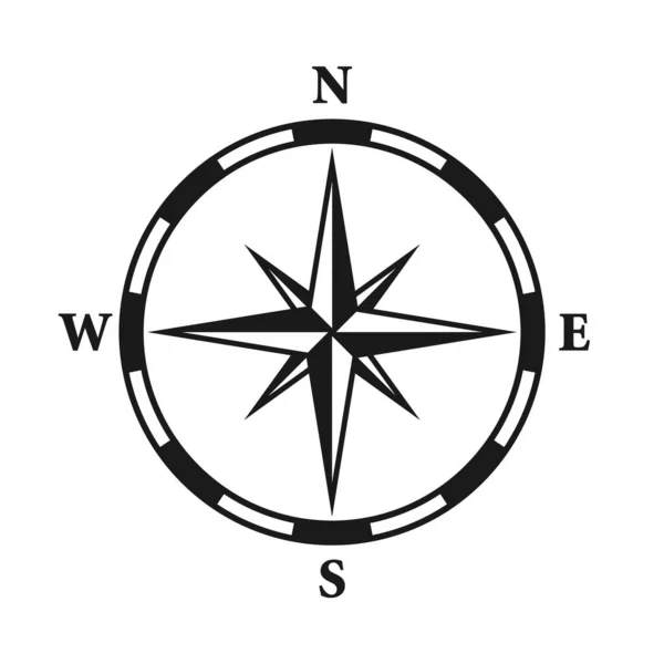 Vintage Marine Wind Rose Carta Náutica Brújula Navegación Monocromática Con — Vector de stock