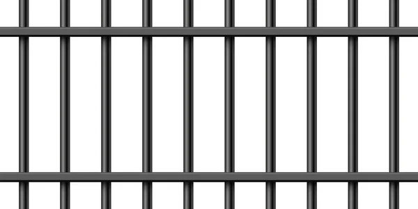 Černé Realistické Kovové Vězeňské Mříže Izolované Bílém Pozadí Podrobná Vězeňská — Stockový vektor