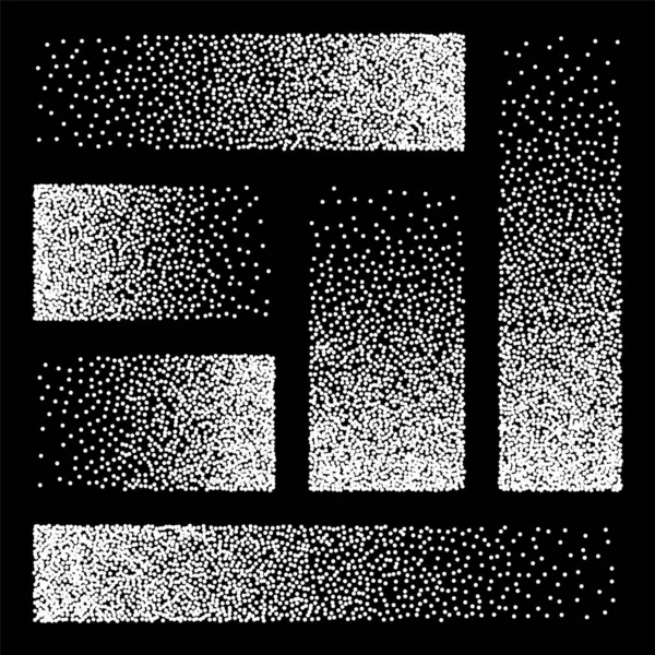 シンプルなパターン 点線の長方形のデザイン要素 ドットを使ってステッピング ドットワークの描画 シェーディング ピクセルの分解 ランダムなハーフトーン効果 ホワイトノイズ粒状の質感 ベクターイラスト — ストックベクタ