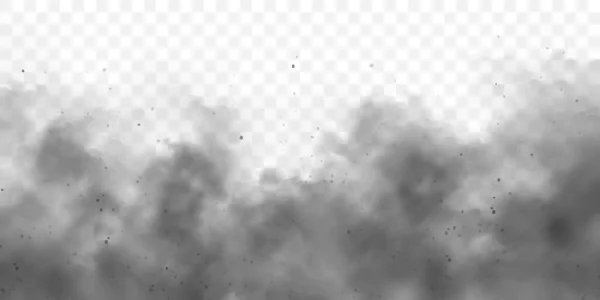 Black Realistic Smoke Dust Clouds Dirty Polluted Smog Fog Dirt — Stok Vektör