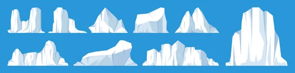 Colección Icebergs Flotantes Glaciar Ártico Deriva Bloque Agua Congelada Del — Vector de stock