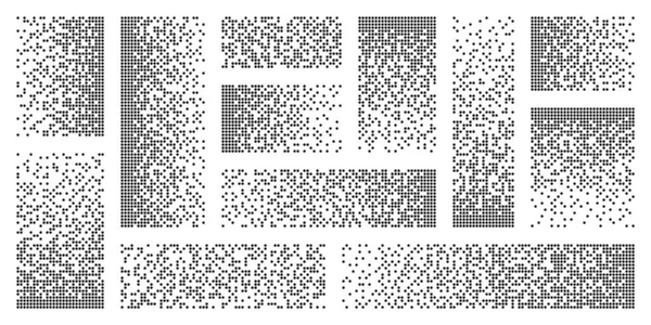 ピクセルの崩壊 崩壊効果 丸い形で作られた様々な長方形の要素 点在するパターンを分散 単純な粒子とモザイクの質感 ベクターイラスト — ストックベクタ