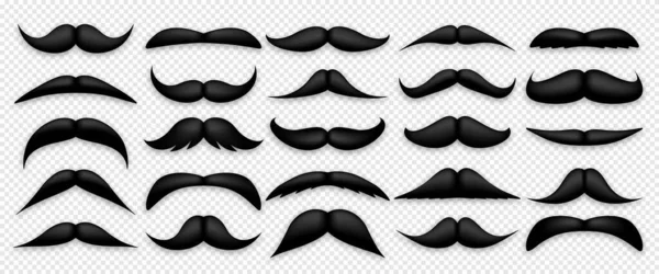 Mustache Collection Vintage Moustache Isolated White Facial Hair Hipster Beard — Stock Vector