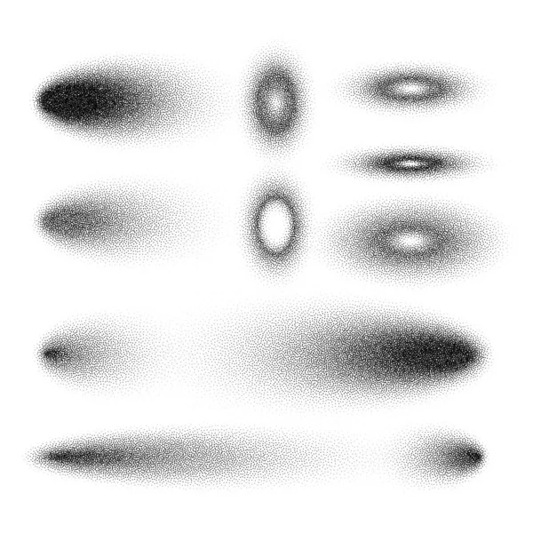シンプルな影セット 点線のデザイン要素 フェージング勾配 ドットを使ってステッピング ドットワークの描画 シェーディング ピクセルの分解 ハーフトーン効果 ホワイトノイズ粒状の質感 ベクターイラスト — ストックベクタ