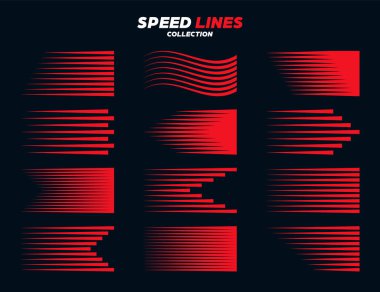 Kırmızı çizgi roman tabelaları koleksiyonu. Tasarımınız için hareket öğeleri. Vektör illüstrasyonu