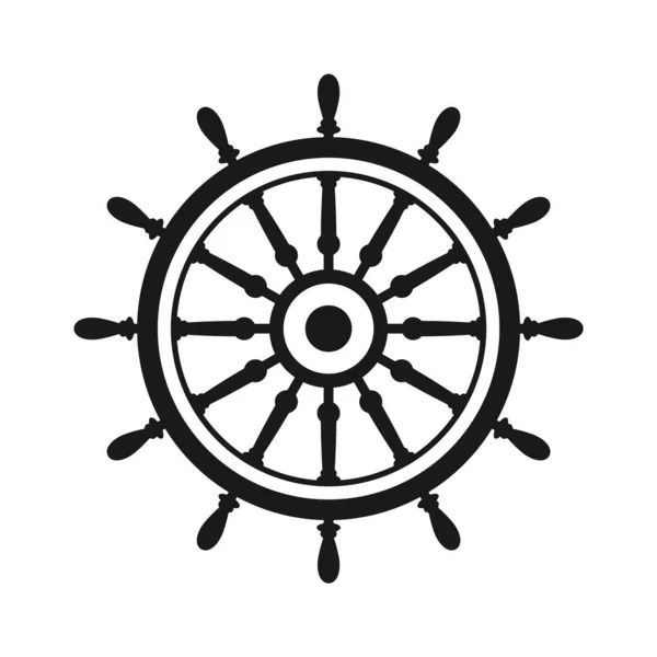 Vintage Steering Wheel Ship Yacht Retro Wheel Symbol Nautical Rudder — Stock Vector