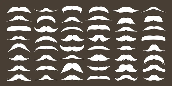 Várias Colecções Bigode Vintage Bigodes Retrô Cabelo Facial Barba Hipster —  Vetores de Stock