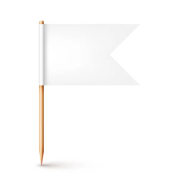 Realistic Wooden Toothpick White Paper Flag Location Mark Map Pointer — Vetor de Stock