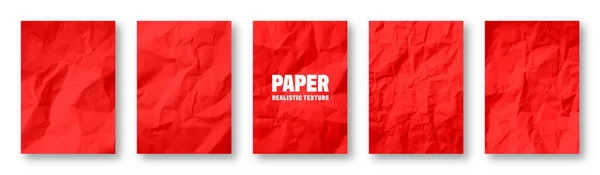 Kleurrijke Rode Verfrommelde Papieren Textuur Ruwe Grunge Oude Blanco Gekleurde — Stockvector