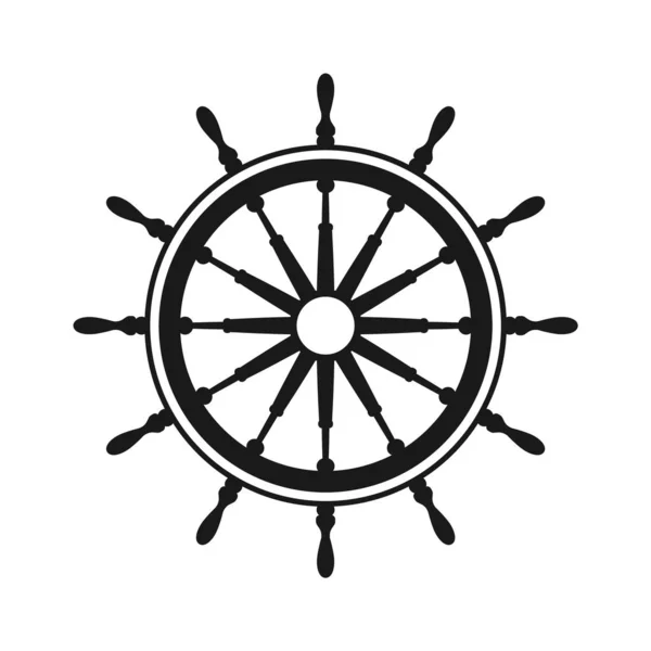 Vintage Steering Wheel Ship Yacht Retro Wheel Symbol Nautical Rudder — Vector de stock