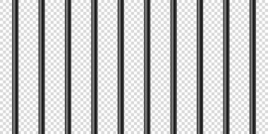 Siyah gerçekçi metal hapishane parmaklıkları. Detaylı hapishane kafesi, demir parmaklıklar. Sabıka kaydı. Yaratıcı vektör illüstrasyonu