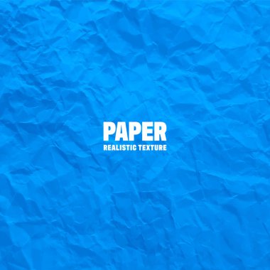 Renkli mavi buruşuk kağıt dokusu. Sert ve eski bir boşluk. Renkli arka plan. Vektör illüstrasyonu.