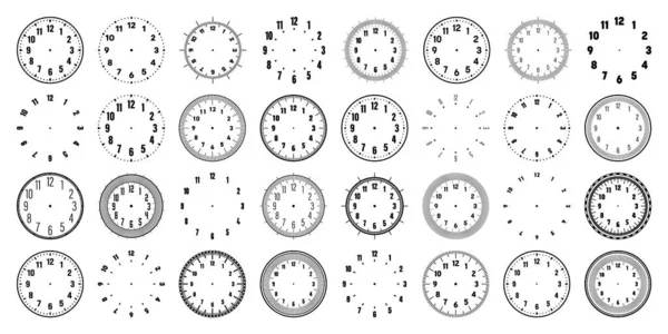 Mechanical Clock Faces Arabic Numerals Bezel Watch Dial Minute Hour — Stock Vector