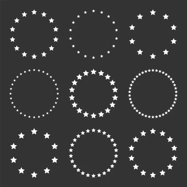 White Stars Various Sizes Arranged Circle Frame Border Black Star — 스톡 벡터