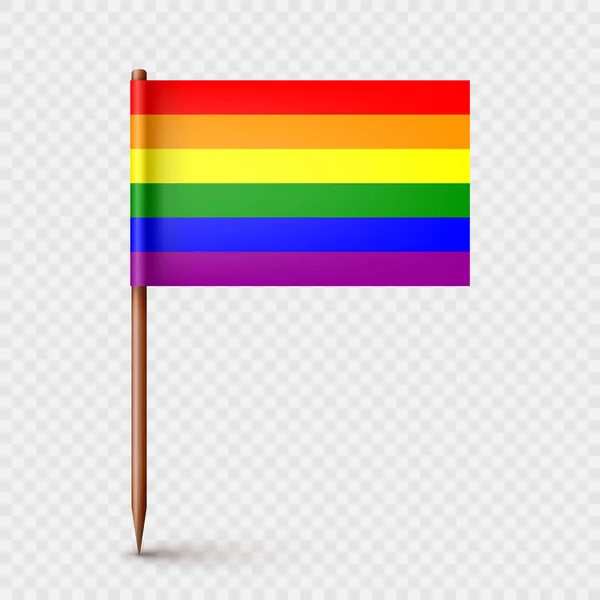 Palito Madeira Realista Com Bandeira Papel Lgbtq Arco Íris Mockup — Vetor de Stock