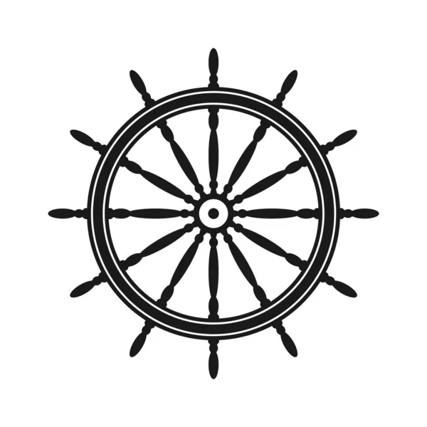 Volant Vintage Navire Symbole Roue Rétro Yacht Icône Gouvernail Nautique — Image vectorielle