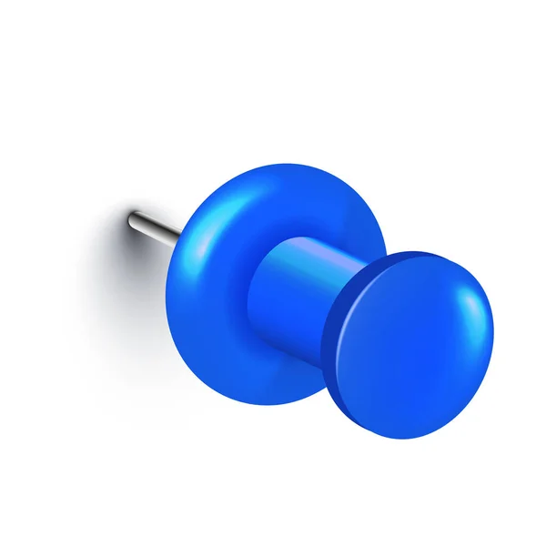 Realistischer Blauer Push Pin Board Tack Isoliert Auf Weißem Hintergrund — Stockvektor