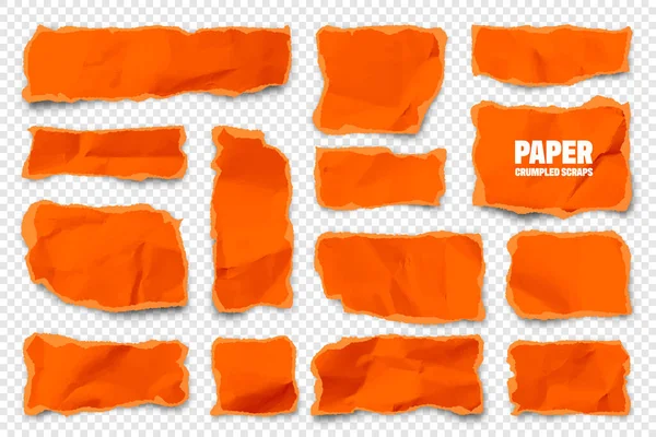 Оранжевые Разорванные Бумажные Полоски Реалистичные Красочные Смятые Бумажные Объедки Разорванными — стоковый вектор