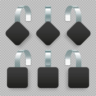 Boş süpermarket promosyon sallantıları. Rafların reklamları için gerçekçi bir vektör titreşim şablonu. İndirim ya da indirim etiketi. Özel teklif fiyat etiketi