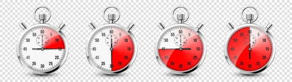 Классический Хронометраж Блестящий Металлический Хронометр Счетчик Времени Циферблатом Красный Таймер — стоковый вектор