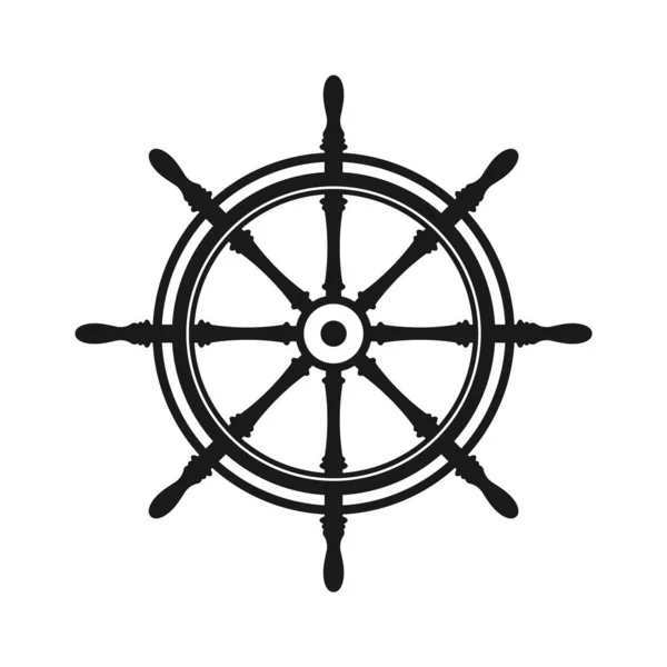 Vintage Steering Wheel Ship Yacht Retro Wheel Symbol Nautical Rudder — Stock Vector